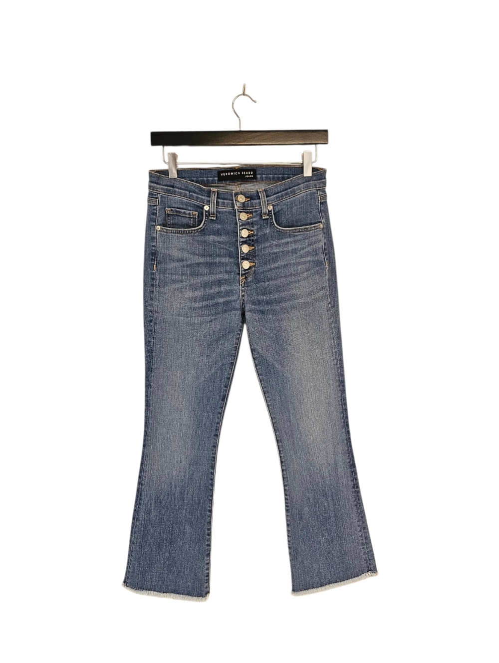Veronica Beard Carolyn 10" Baby Boot High Straight Leg Fray Jeans 26 Preowned